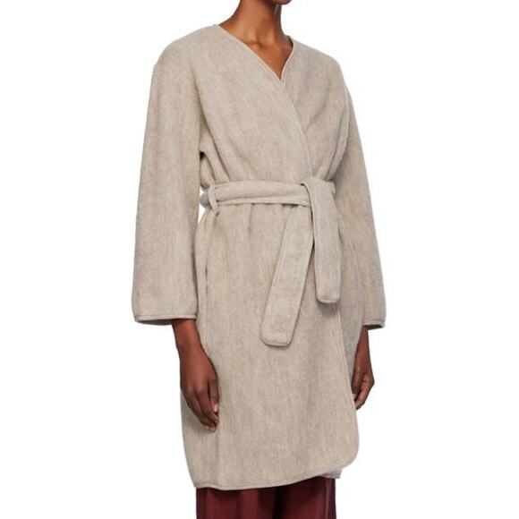 Baserange Capas Belted Cardigan Coat Coatigan 100% Wool Sahara Size Medium Large - Picture 1 of 16